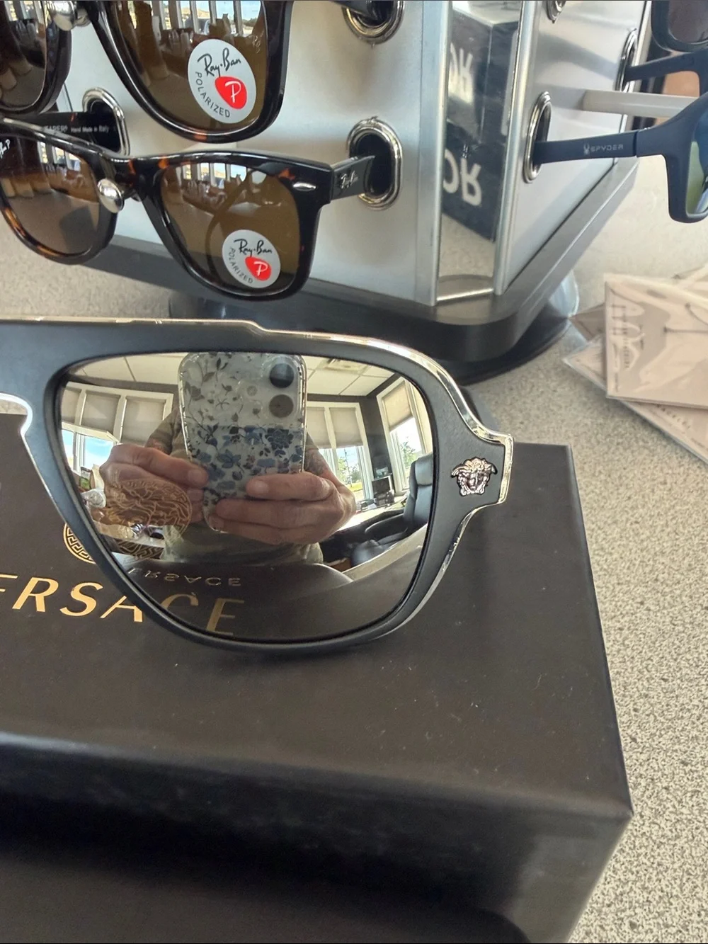 Versace Black Silver Shield Sunglasses